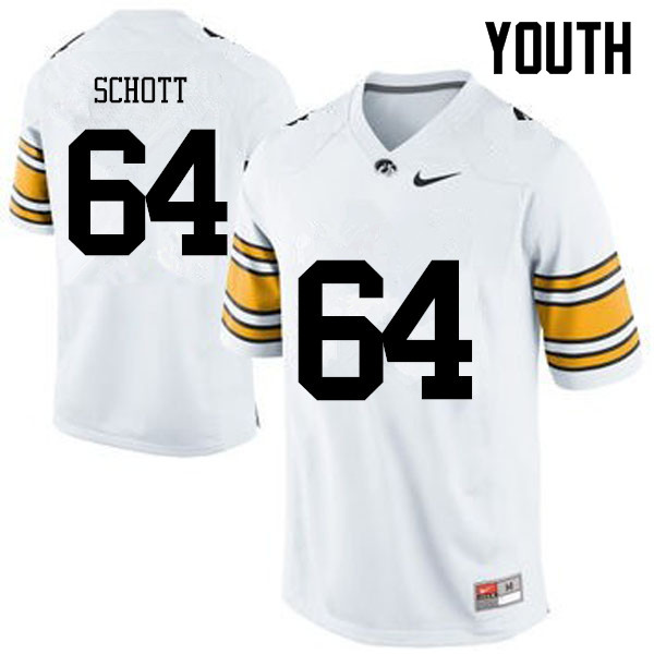 Youth Iowa Hawkeyes #64 Kyler Schott College Football Jerseys-White